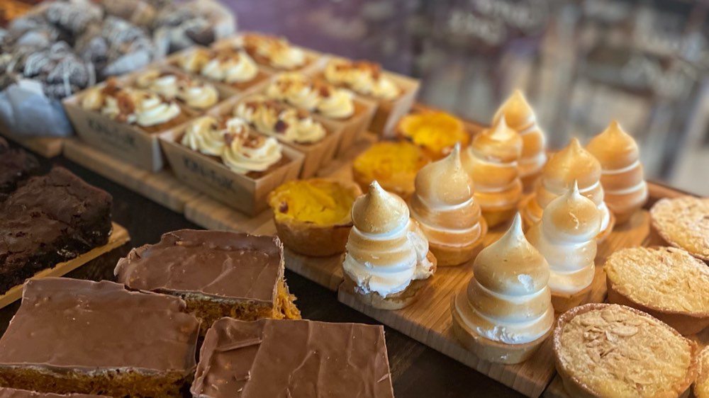 Home made tray bakes at the Garden House Café